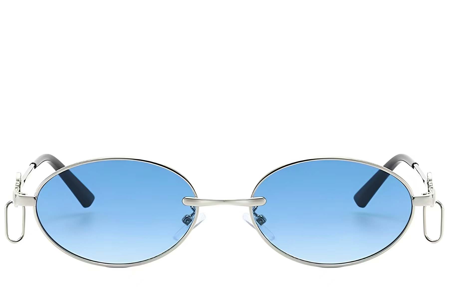 BS225-0043_Silver_Oval_Metal_Sunglasses_front