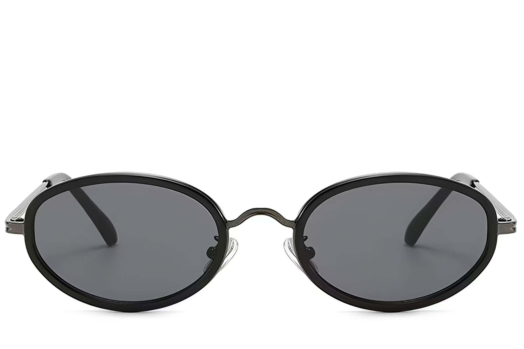 BS225-0053_Black_Oval_Plastic_Sunglasses_front