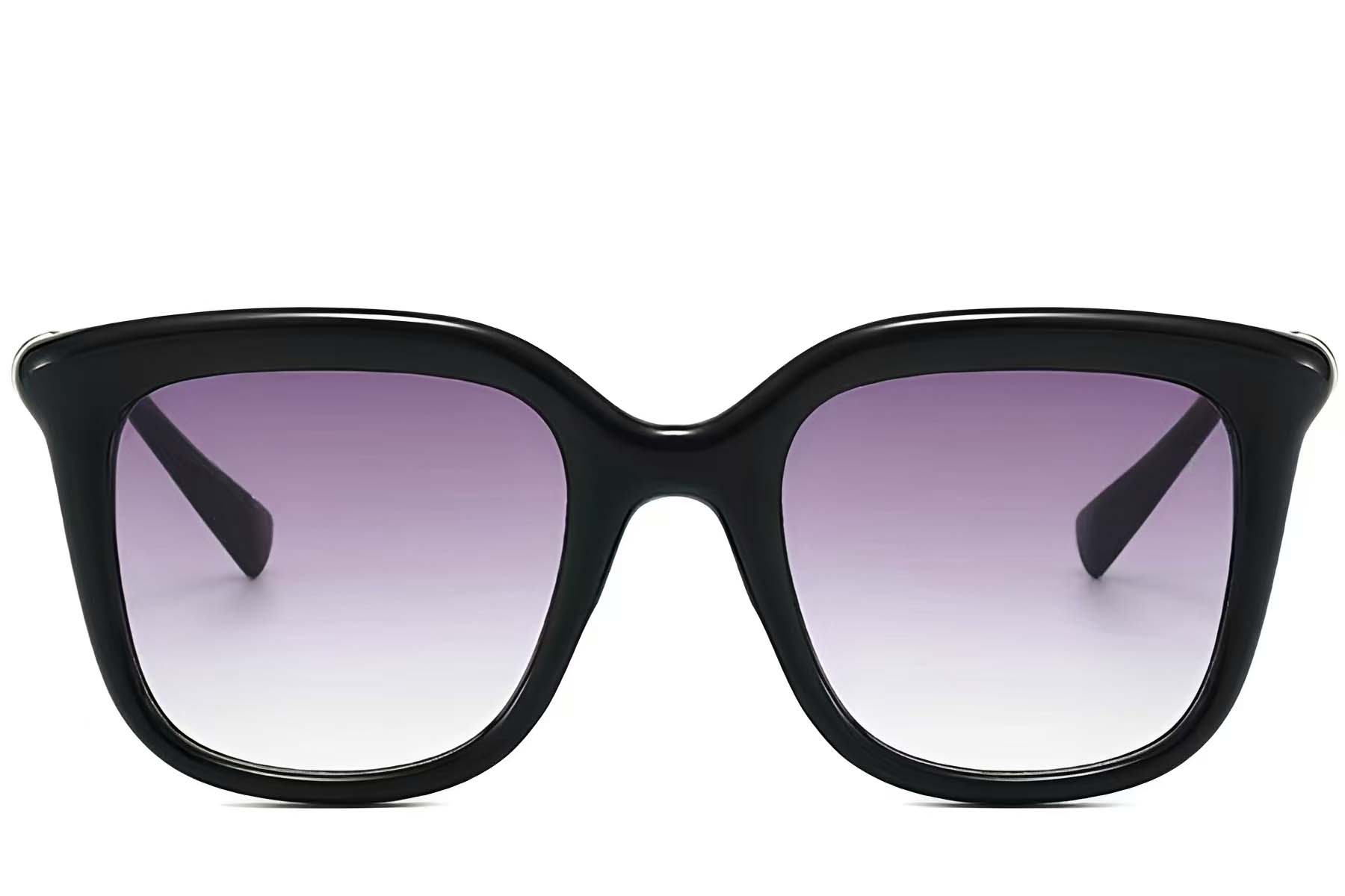 BS225-0077_Black_Rectangular_Plastic_Sunglasses_front