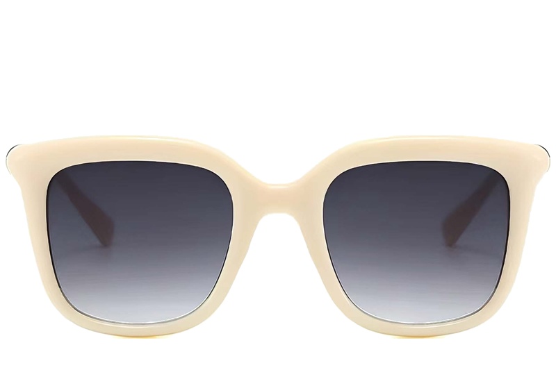 BS225-0080_Cream_Rectangular_Plastic_Sunglasses-front