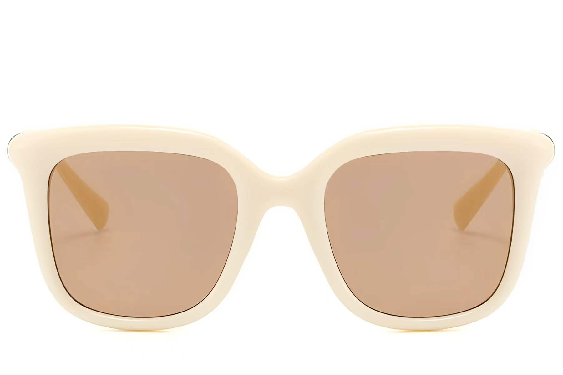 BS225-0081_Cream_Rectangular_Plastic_Sunglasses_front