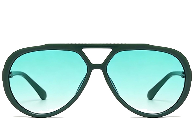 BS225-0087_Green_Aviator_Plastic_Sunglasses-front