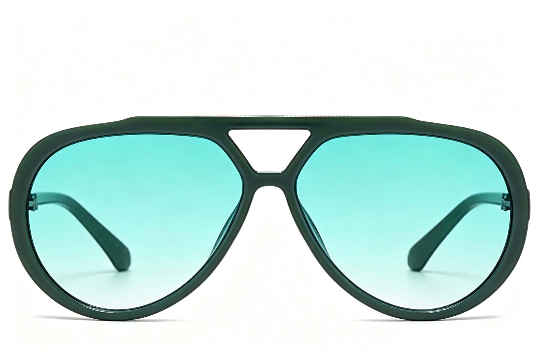 BS225-0087_Green_Aviator_Plastic_Sunglasses_front