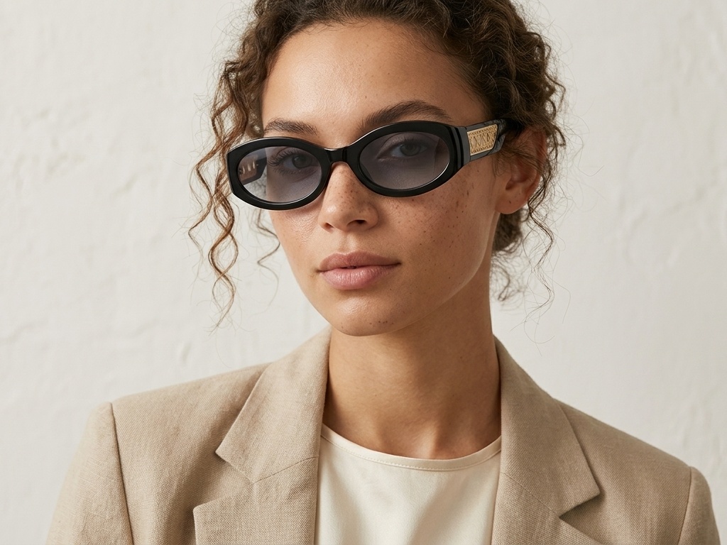 BS225-0167_Black_Oval_Plastic_Sunglasses-tryon_female