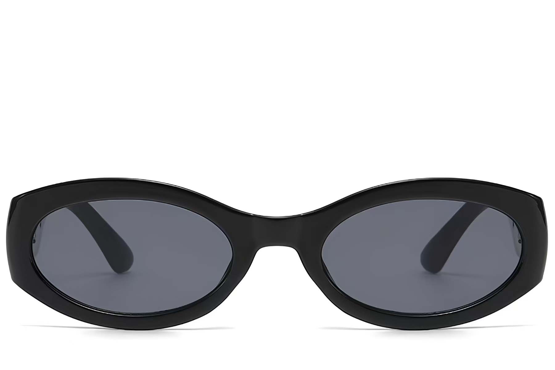 BS225-0167_Black_Oval_Plastic_Sunglasses_front