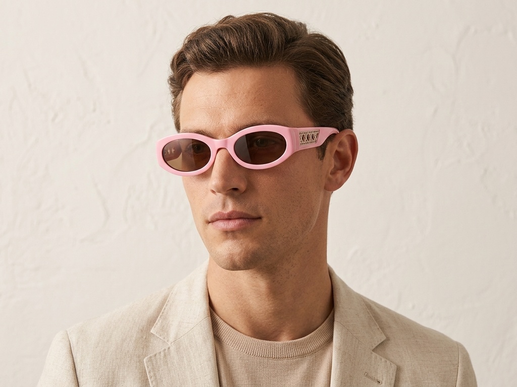 BS225-0172_Pink_Oval_Plastic_Sunglasses-tryon_male