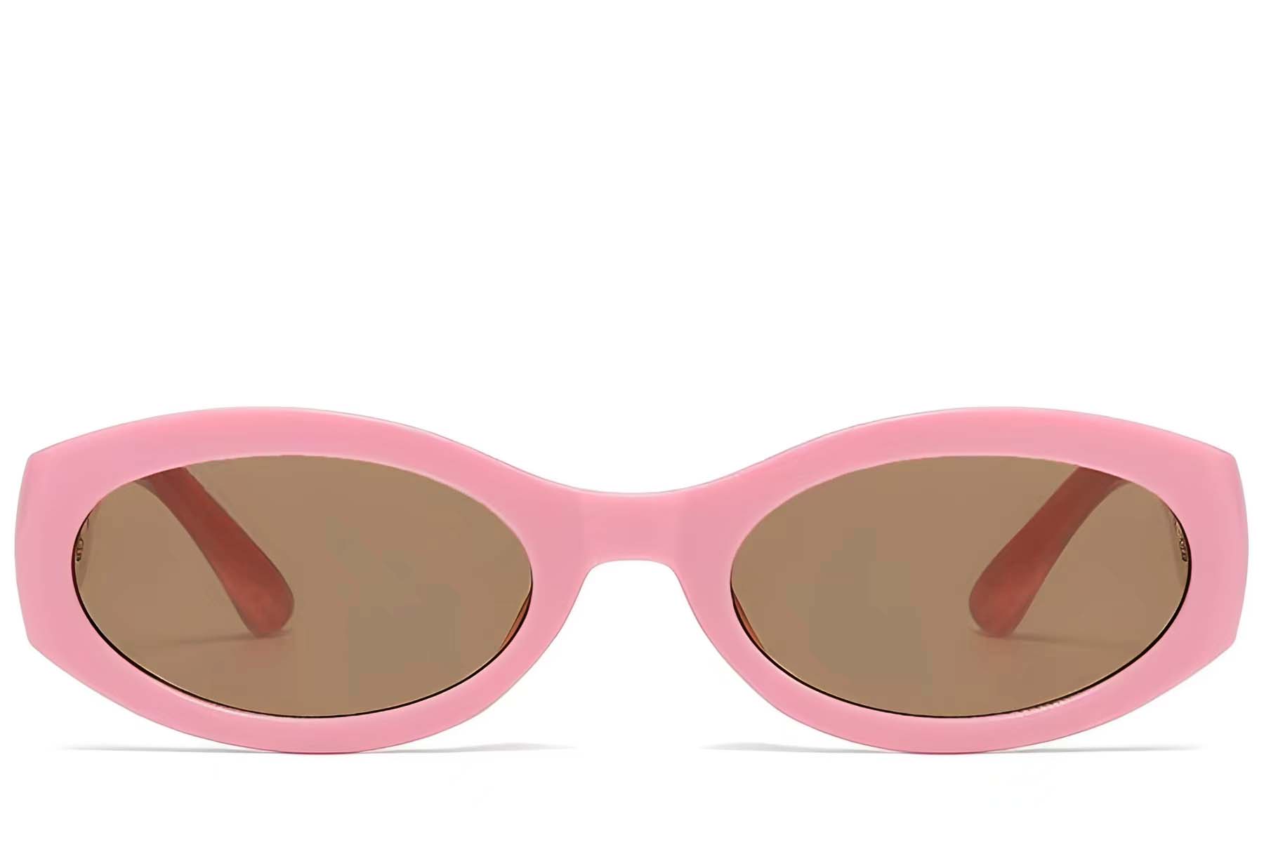 BS225-0172_Pink_Oval_Plastic_Sunglasses_front