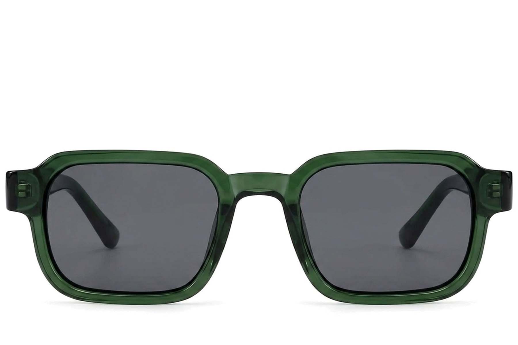 BS225-0182_Green_Rectangular_Plastic_Sunglasses-front