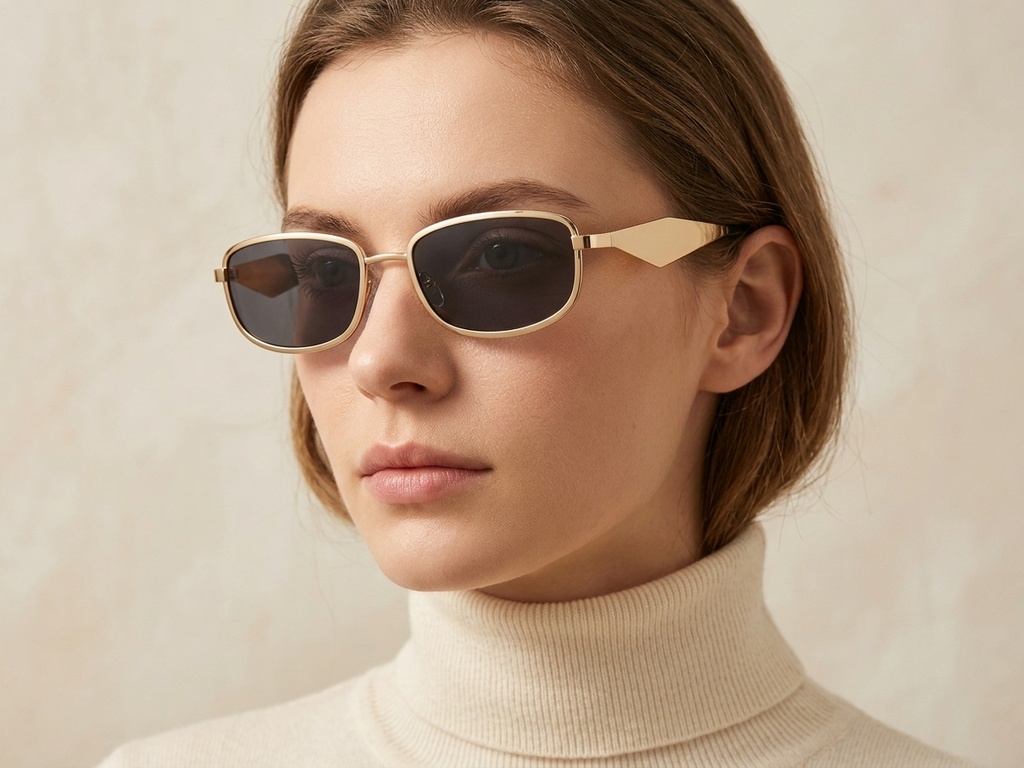 BS2408-0008_Golden_Rectangular_Metal_Sunglasses-tryon_female