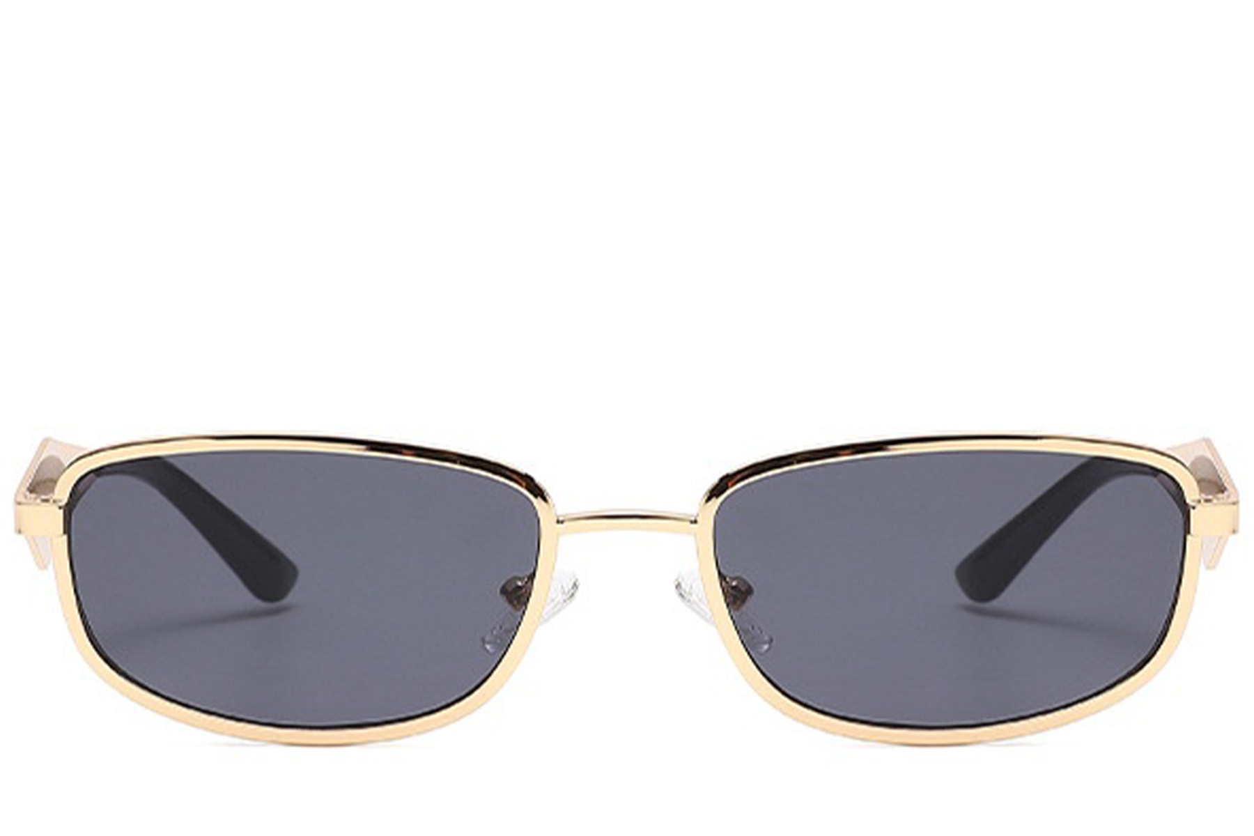 BS2408-0008_Golden_Rectangular_Metal_Sunglasses_front