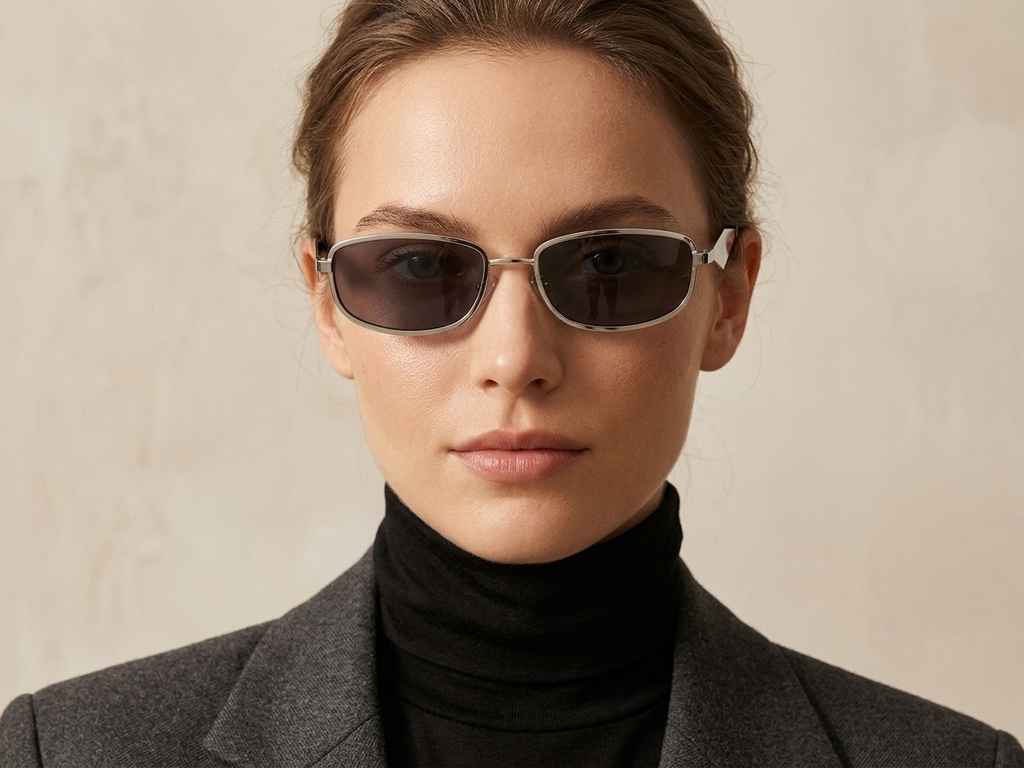 BS2408-0011_Silver_Rectangular_Metal_Sunglasses-tryon_female