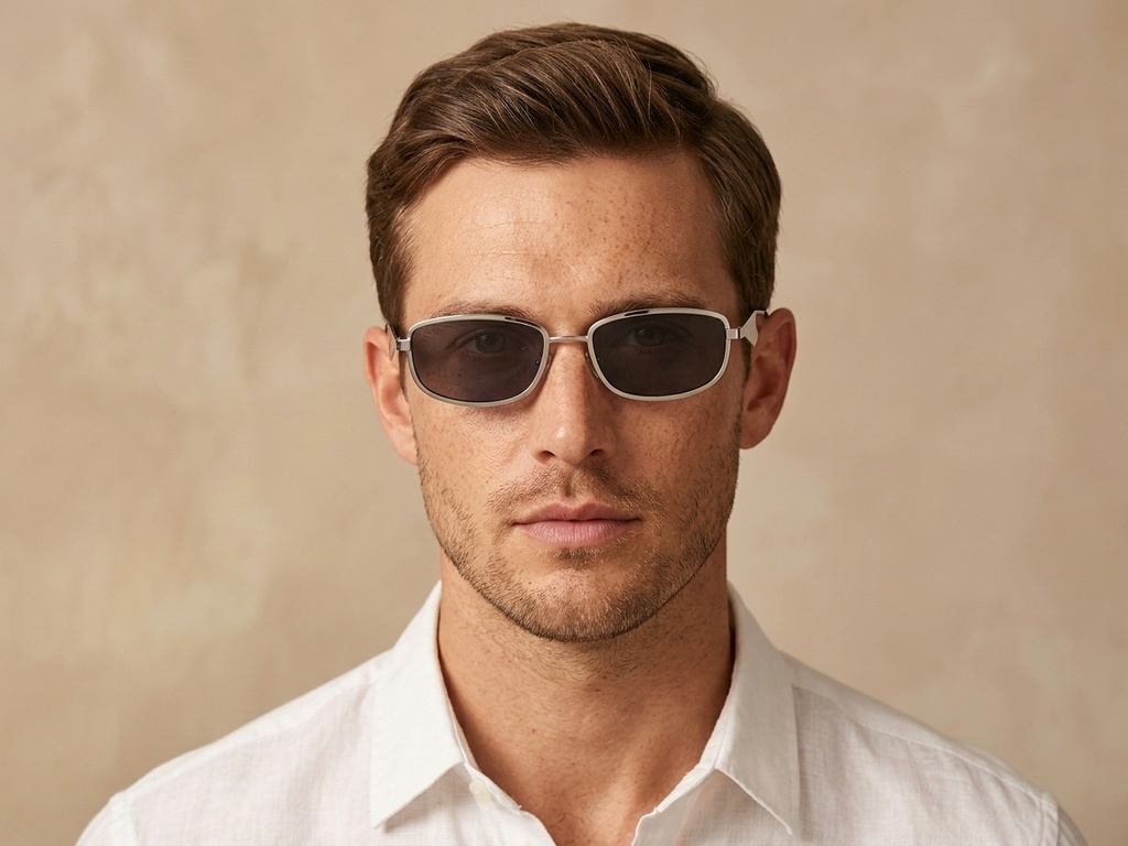 BS2408-0011_Silver_Rectangular_Metal_Sunglasses-tryon_male