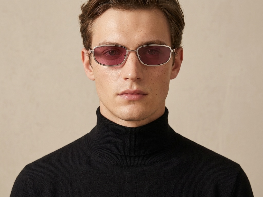 BS2408-0012_Silver_Rectangular_Metal_Sunglasses-tryon_male