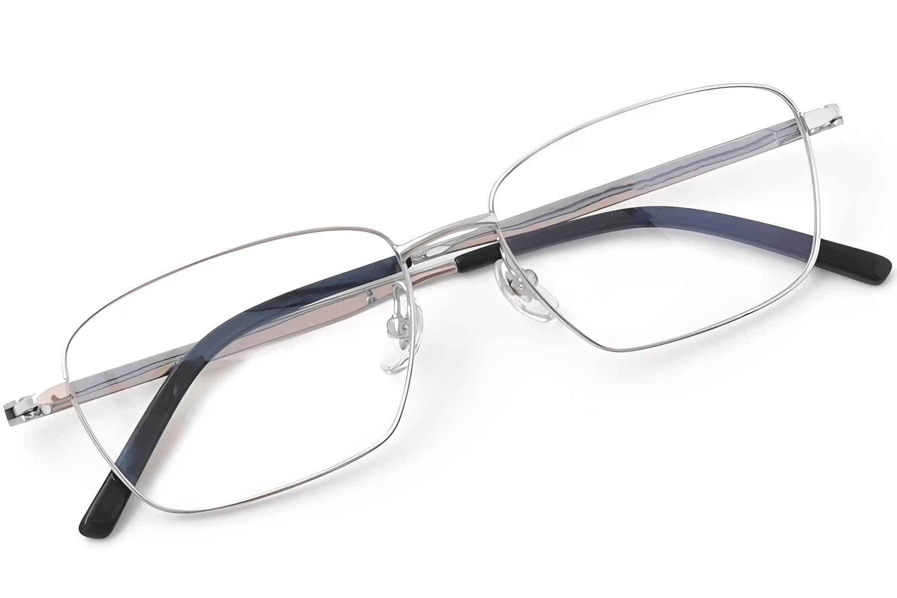 BS2419-0031_Silver_Rectangular_Titanium_Glasses_front