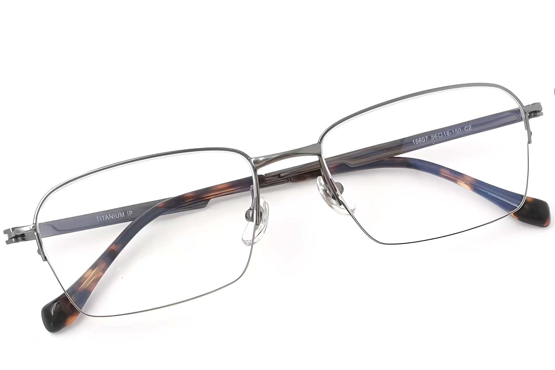 BS2419-0034_Grey_Semi-rimless_Titanium_Glasses_front
