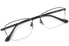 BS2419-0044_Black_Semi-rimless_Titanium_Glasses_front