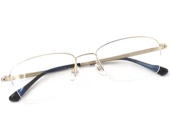 BS2419-0045_Golden_Semi-rimless_Titanium_Glasses_front