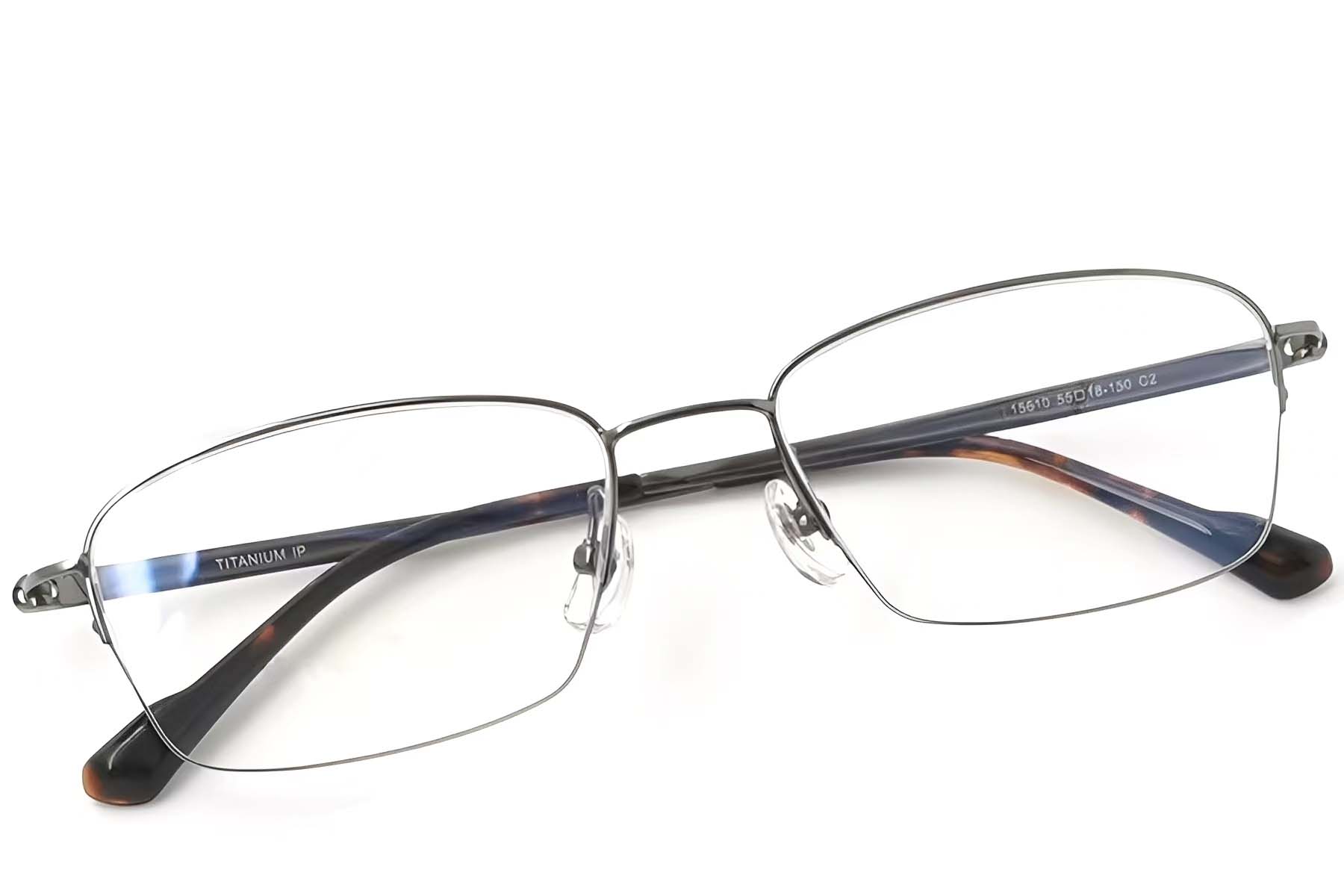 BS2419-0046_Grey_Semi-rimless_Titanium_Glasses_front