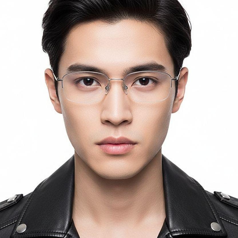 bs2419-0047_silver_semi-rimless_titanium_glasses_model