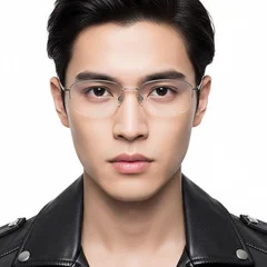 bs2419-0047_silver_semi-rimless_titanium_glasses_model
