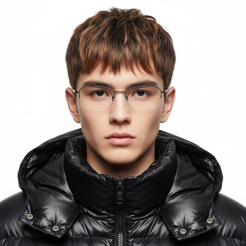 bs2419-0048_black_semi-rimless_titanium_glasses_model