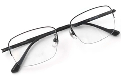 BS2419-0050_Black_Semi-rimless_Titanium_Glasses_front