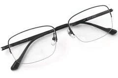 BS2419-0050_Black_Semi-rimless_Titanium_Glasses_front