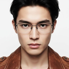 bs2419-0050_black_semi-rimless_titanium_glasses_model