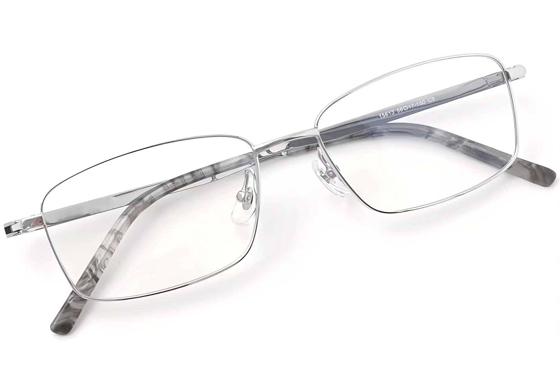 BS2419-0053_Silver_Rectangular_Titanium_Glasses_front