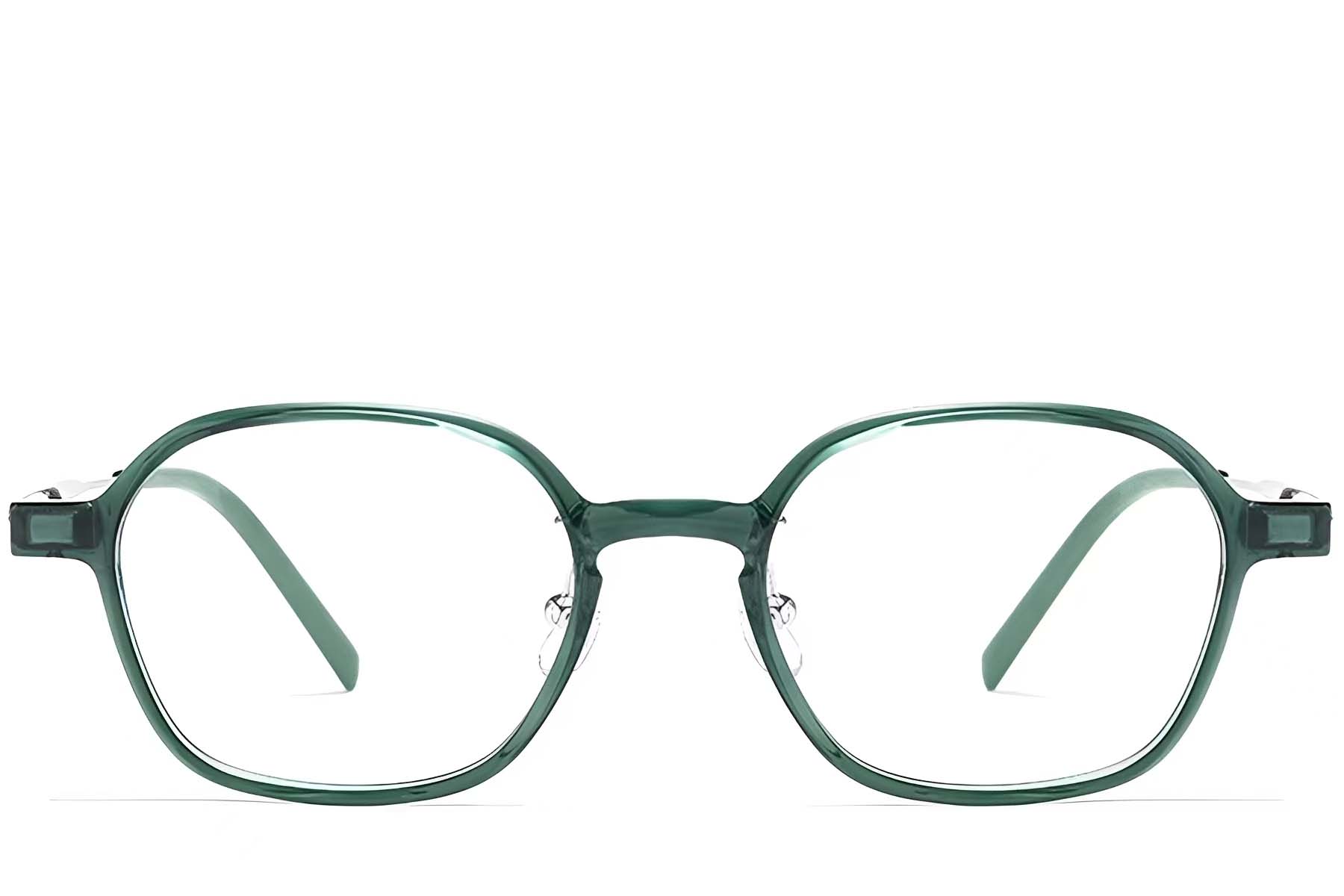 BS2419-0089_Green_Rectangular_Titanium_Glasses_front