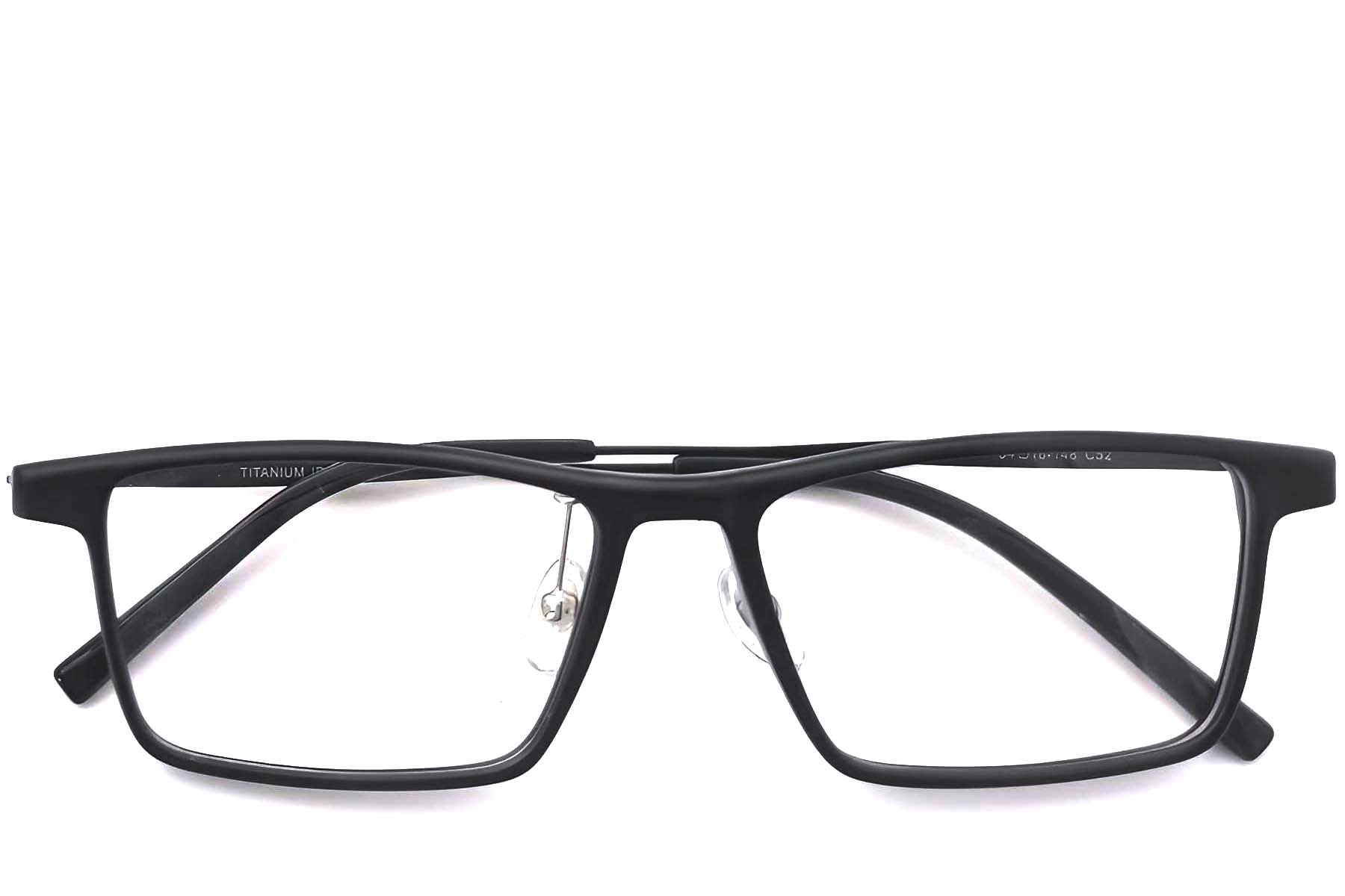 BS2419-0121_Black_Rectangular_Titanium_Glasses_front