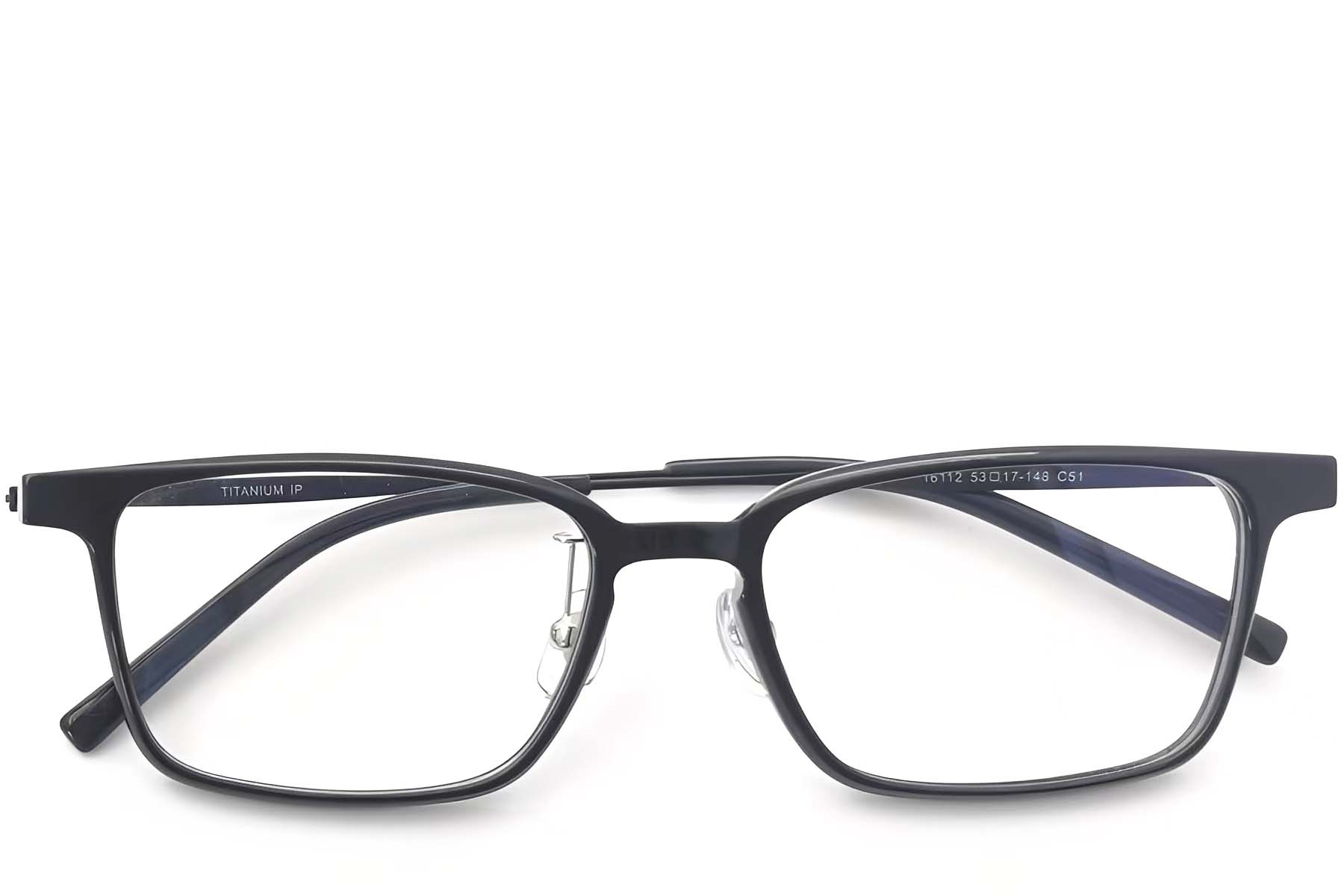 BS2419-0126_Black_Rectangular_Titanium_Glasses_front