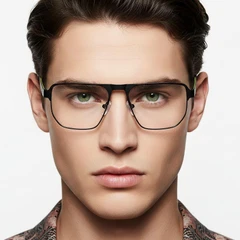 BS2425-0103_Blue_Rectangular_Metal_Glasses_model