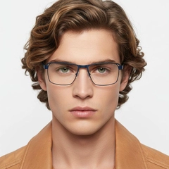 Rectangular Blue Metal Glasses #BS2425-0110