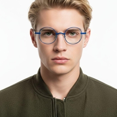 Oval Blue Metal Glasses #BS2425-0144