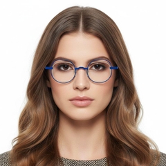 Oval Blue Metal Glasses #BS2425-0144