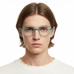 Oval Green Metal Glasses #BS2425-0146