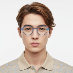 Geometric Blue Metal Glasses #BS2425-0149