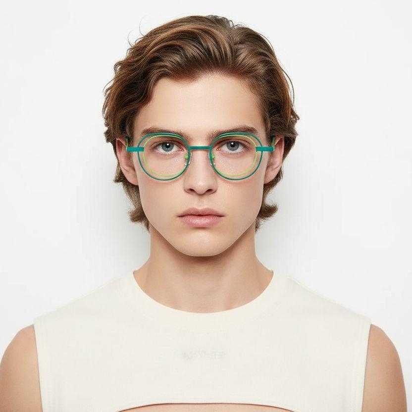 Geometric Green Metal Glasses #BS2425-0151