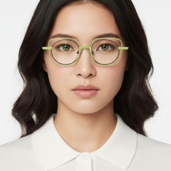 Rectangular Green Metal Glasses #BS2425-0166