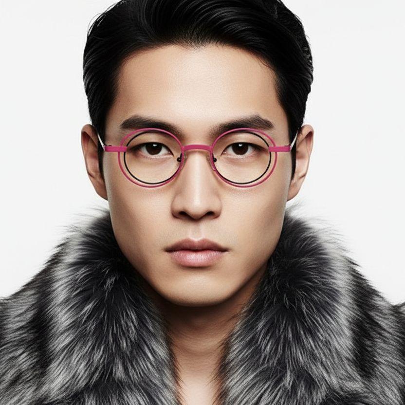 Oval Pink Metal Glasses #BS2425-0180