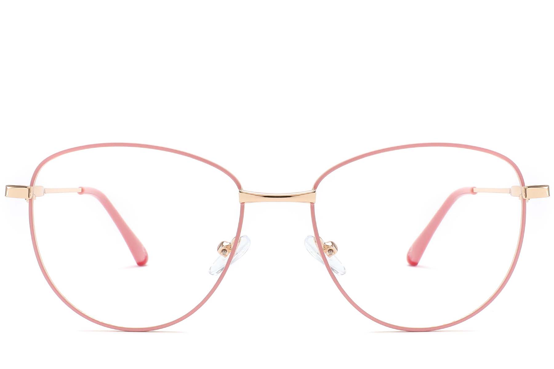 BS2425-0216_Pink_Oval_Metal_Glasses_front