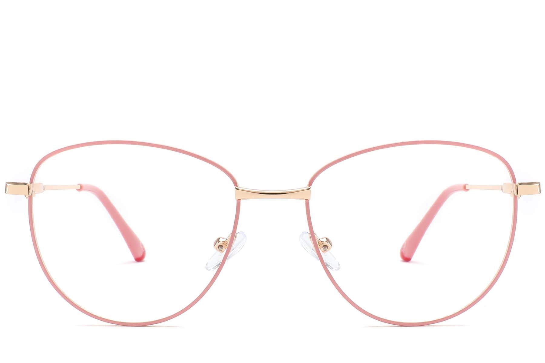 BS2425-0216_Pink_Oval_Metal_Glasses_front