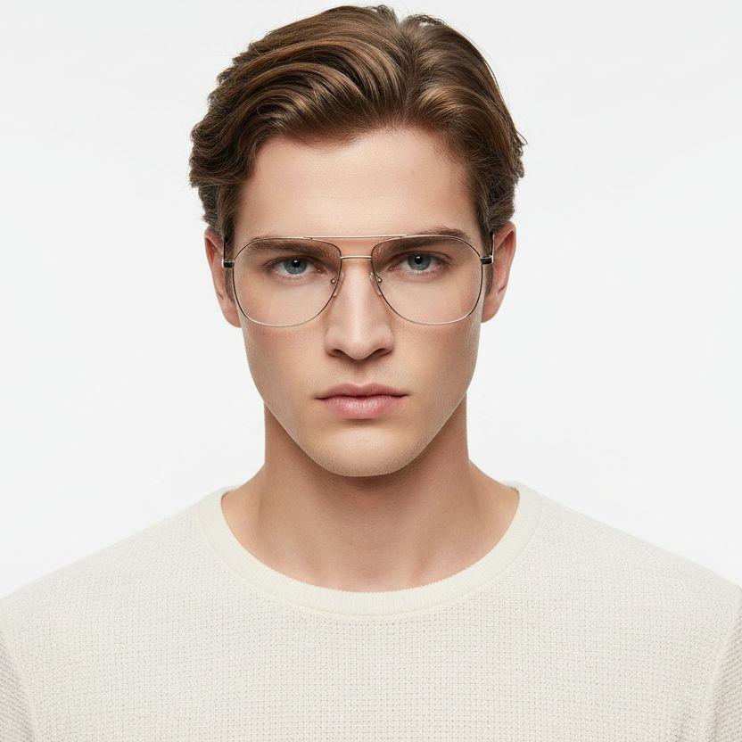 Aviator Golden Metal Glasses #BS2425-0218