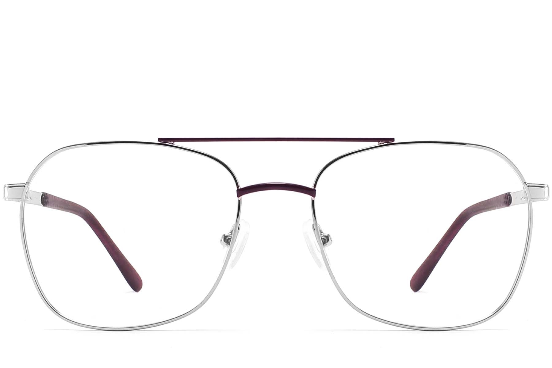 BS2425-0222_Purple_Aviator_Metal_Glasses_front