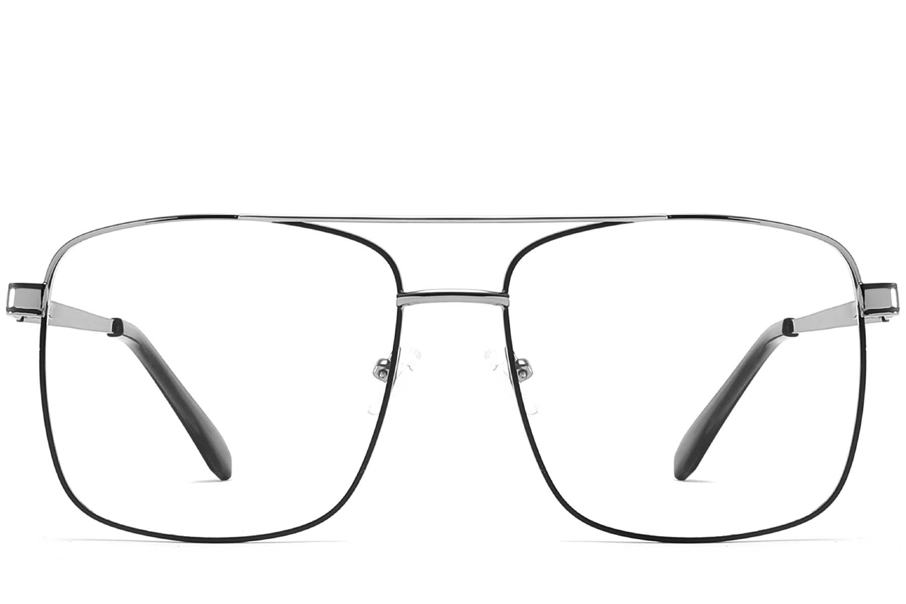 BS2425-0230_Grey_Aviator_Metal_Glasses_front