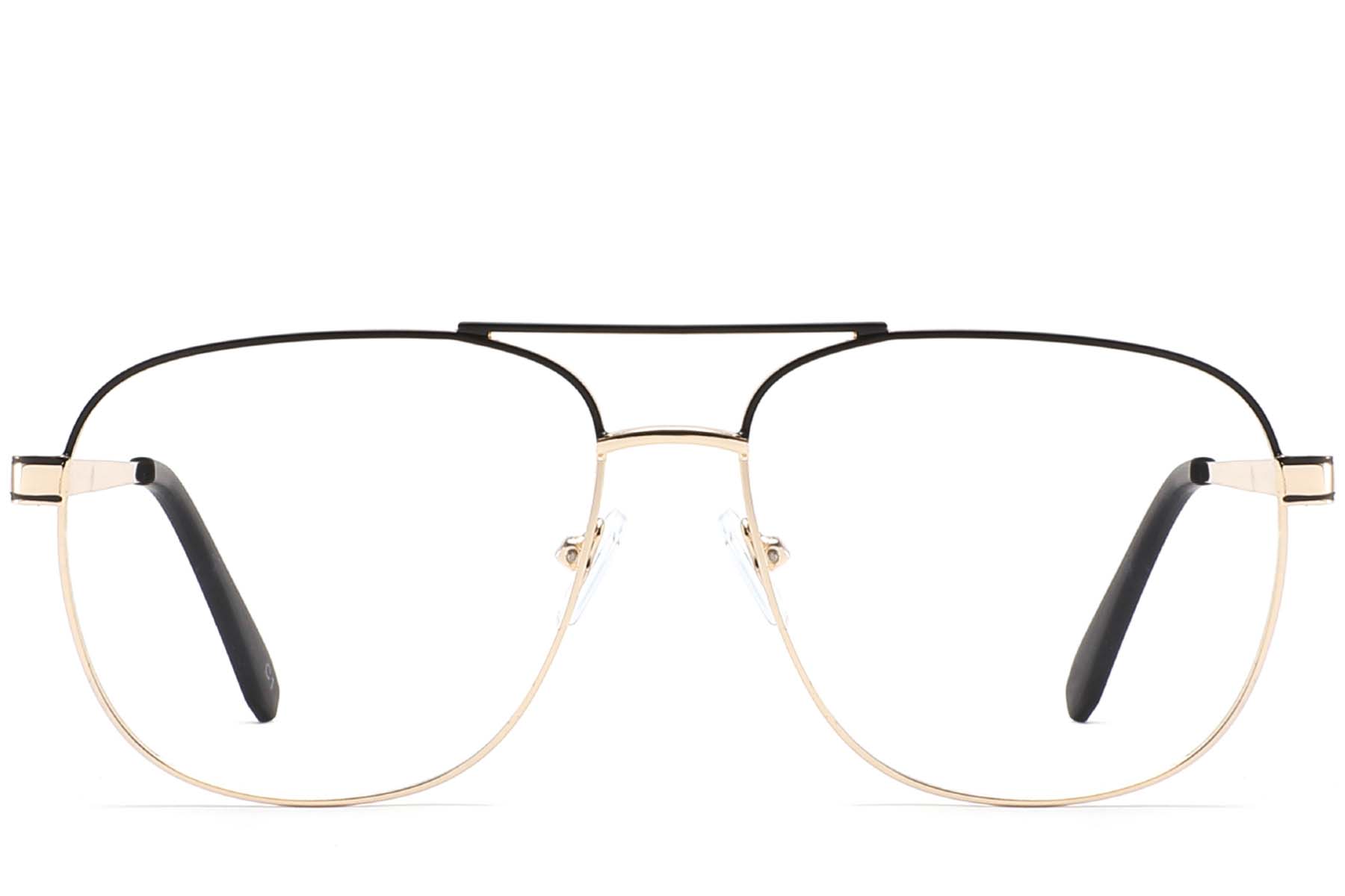 BS2425-0233_Golden_Aviator_Metal_Glasses_front