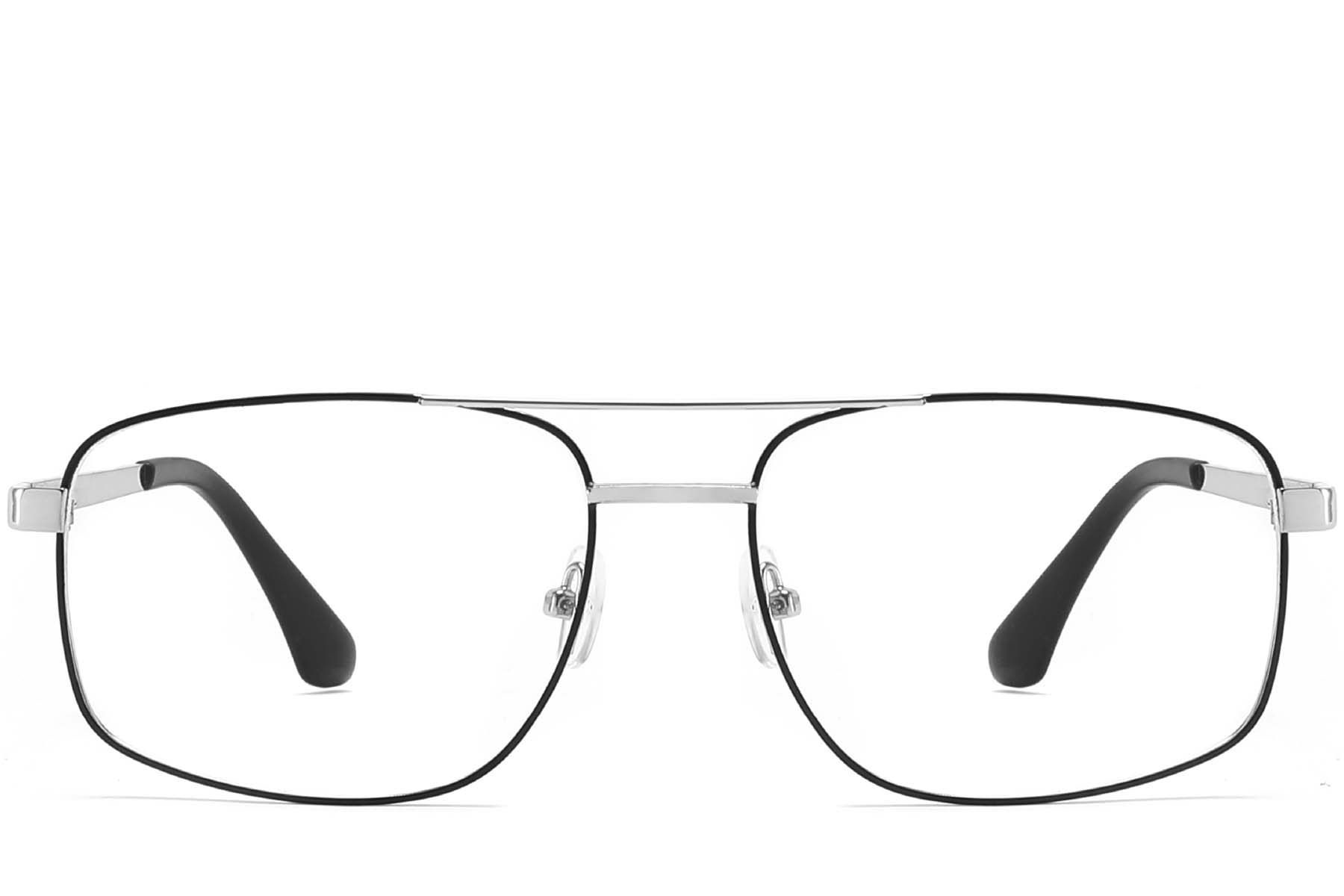 BS2425-0260_Silver_Aviator_Metal_Glasses_front