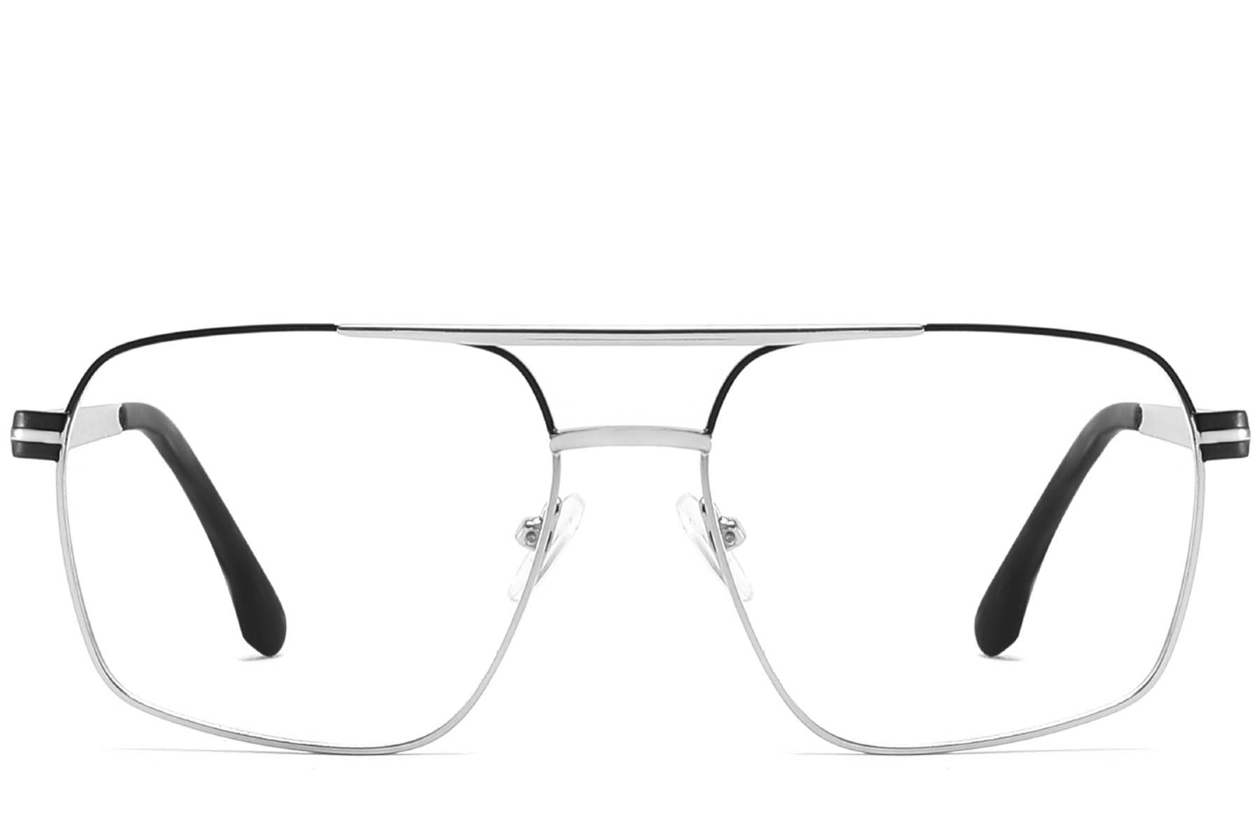 BS2425-0269_Silver_Aviator_Metal_Glasses_front