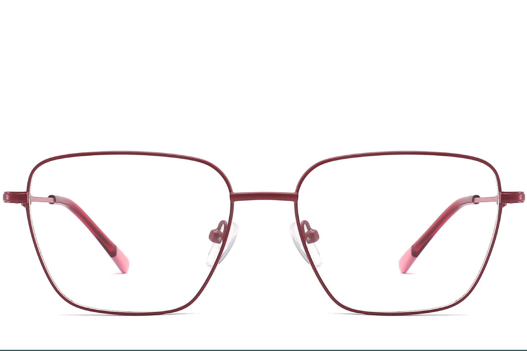 BS2425-0300_Red_Rectangular_Metal_Glasses_front